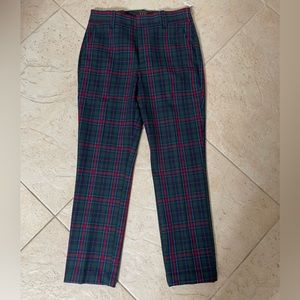GAP Red/Green Plaid Slim High Rise Pants, Size 0